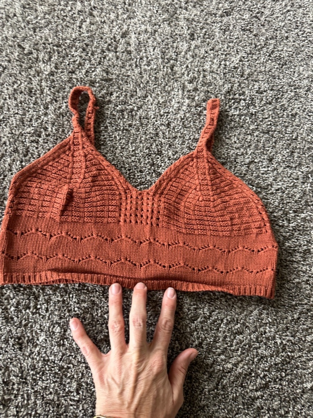 LUSH Small Rust Knit Crochet Bralette Festival Wear